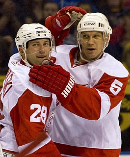 Brian Rafalski and Nicklas Lidstrom lead a strong blueline corps. (US Presswire)